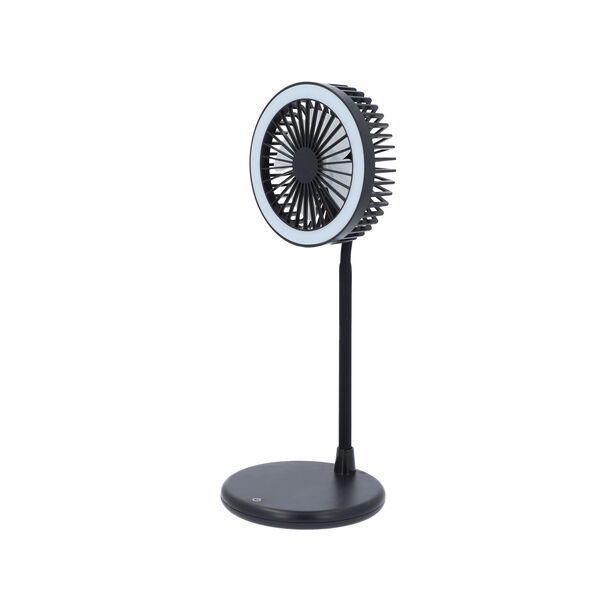 Standventilator mit USB-Anschluss und LED-Licht, 3 Geschwindigkeiten, Schwarz  image number 2