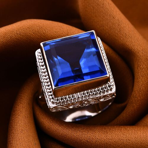 Royal Bali Kollektion - Blauer ceylonfarbener Saphir Triplett Quarz Ring - 18,34 ct. image number 1