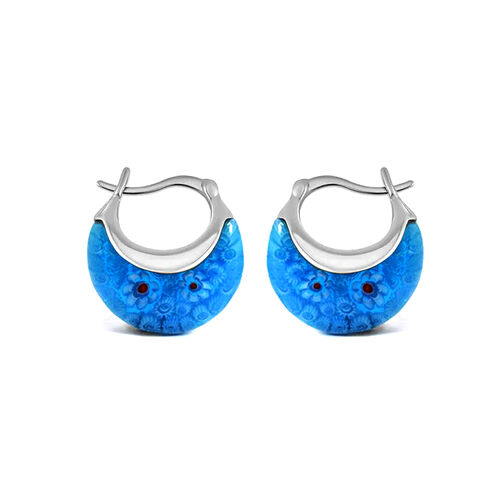 Blaue Murano-Stil Glas Huggie-Ohrringe