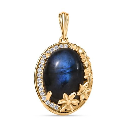 AAA Labradorit, Weißer Zirkon Anhänger Messing ca. 7,32 ct. image number 0