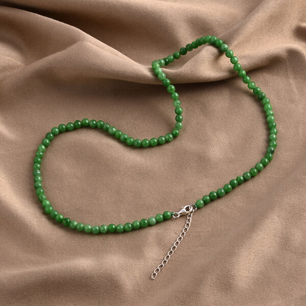 Grüne Jade Halskette ca. 50 cm 925 Silber ca. 80.00 ct image number 1