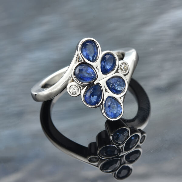 Kyanit und Zirkon Bypass Ring 925 Silber rhodiniert  ca. 1,15 ct image number 2