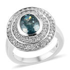 Kambodschanischer blauer und Weißer Zirkon Ring 925 Silber platiniert  ca. 3,98 ct image number 3