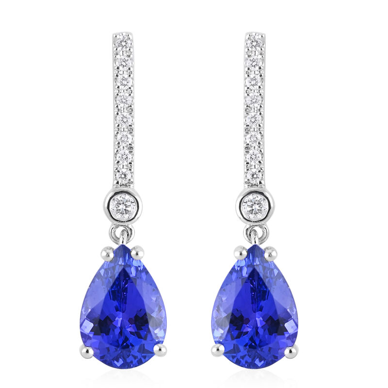 RHAPSODY - AAAA Tansanit und Diamant-Ohrringe VS E-F, zertifiziert und geprüft, 950 Platin ca. 4,10 ct image number 0
