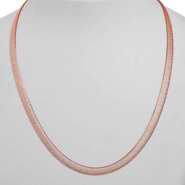 Chunky italienische Fischgrät-Flachkette in rosévergoldetem Silber image number 2