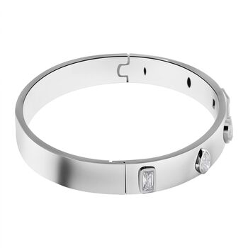 Designer Inspiriert Zirkonia Edelstahl Armreif ca. 20 cm, Silbertone