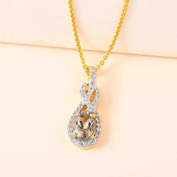 AAA Turkizit und weißer Zirkon-Anhänger mit Kette, 50 cm - 1,27 ct. image number 3