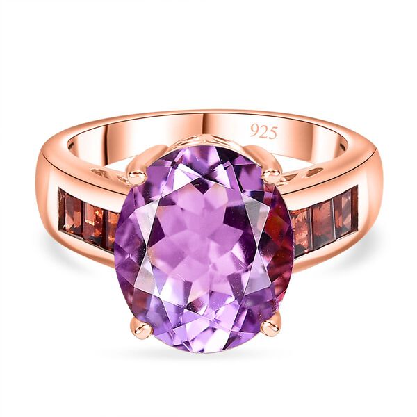 Royal Bali Kollektion- AA Rose De France Amethyst und roter Granat-Ring - 5,46 ct.