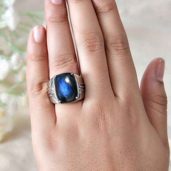 AAA Labradorit Ring 316L Edelstahl (Größe 17.00) ca. 14.04 ct image number 4