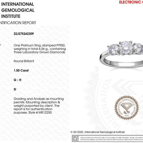 Signature Kollektion- IGI zertifizierter SI Labor Diamant Trilogie Ring- 1,50 ct. image number 7