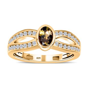 Nat&uuml;rlicher, goldener Tansanit und Zirkon-Ring - 0,87 ct.