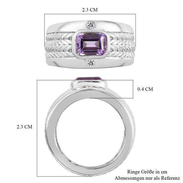 Rosa Amethyst und wei&szlig;er Zirkon-Ring, reines Messing  ca. 1,01 ct image number 7