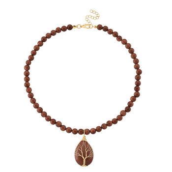 Gold Sandstein Halskette ca. 45 cm+ 5 cm extender, gelb vergoldet ca. 230.00 ct