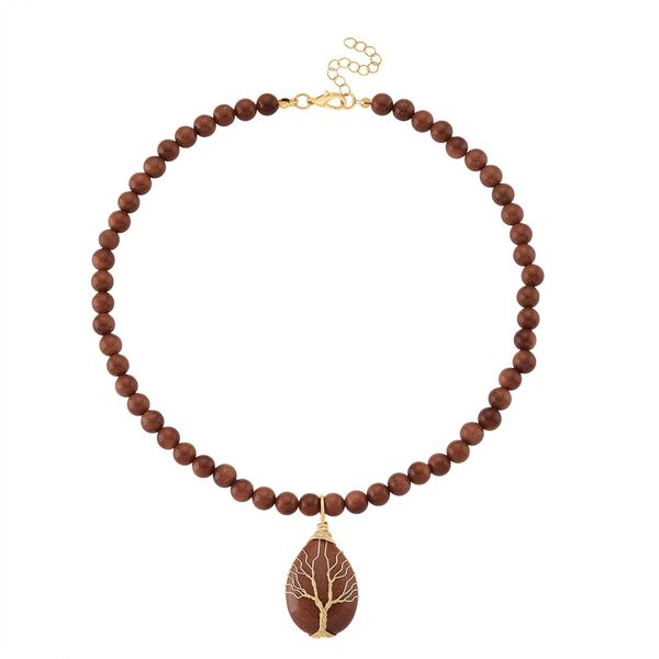 Gold Sandstein Halskette ca. 45 cm+ 5 cm extender, gelb vergoldet ca. 230.00 ct image number 3