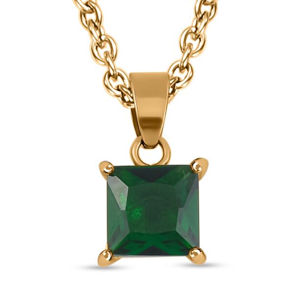 Neongrüner Kristall Schmuckset Reiner Edelstahl IP-Gelbbeschichtung image number 6