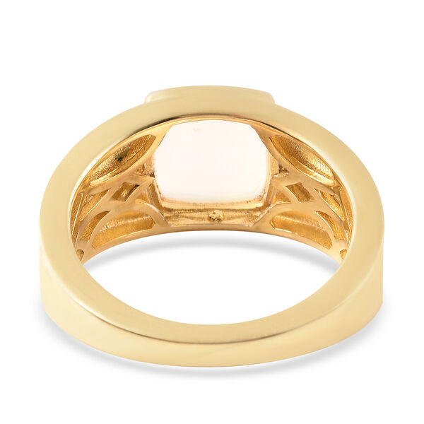 Nat&uuml;rlicher &Auml;thiopischer Opal und Zirkon Ring 925 Silber Gelbgold-&Uuml;berzug image number 4