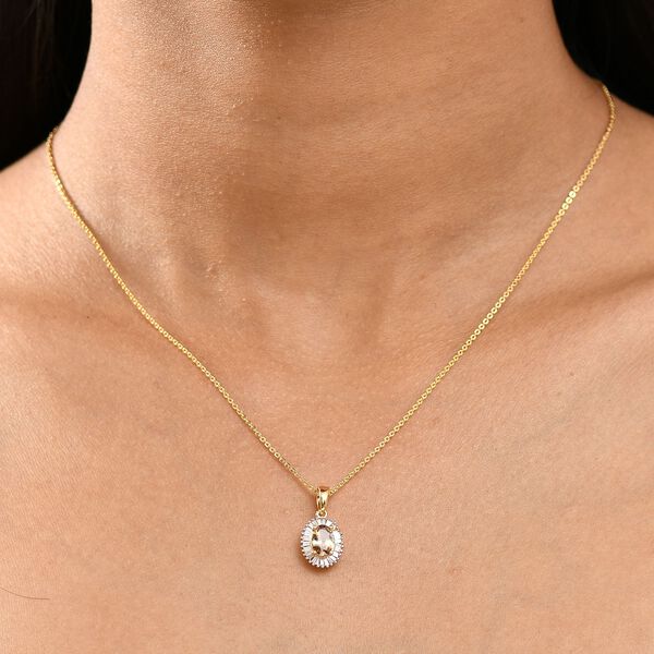 AA Nat&uuml;rlicher goldener Tansanit und Diamant Anh&auml;nger mit 50cm Kette - 1 ct. image number 3