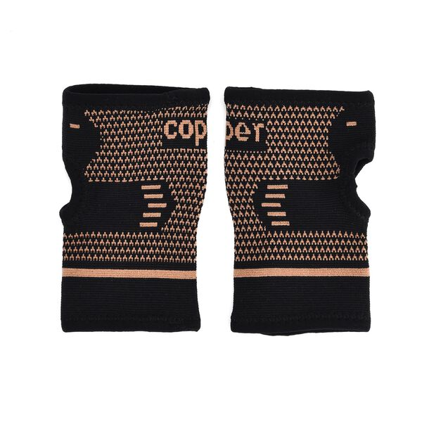 Kupferfaser Handgelenk Bandagen Paar stützend atmungsaktiv Schwarz Kupfer image number 3