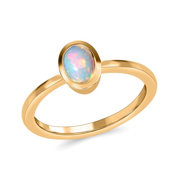 Nat&uuml;rlicher &Auml;thiopischer Opal Ring 925 Silber vergoldet  ca. 0,43 ct image number 4