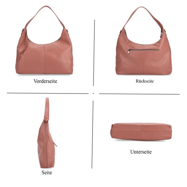 Echtleder-Hobo-Bag mit abnehmbarem Schulterriemen, 41x10x35 cm, Altrosa image number 5