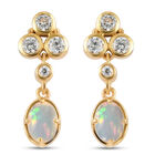 Natürlicher Äthiopischer Opal und Zirkon Ohrringe 925 Silber vergoldet ca. 2,25 ct