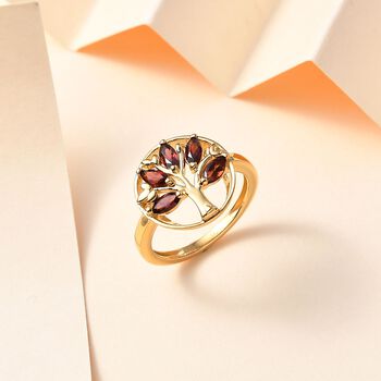 Roter Granat Ring 925 Silber Gelbgold Vermeil (Gr&ouml;&szlig;e 18.00) ca. 0,95 ct