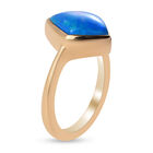 Miami Blau Welo Opal Solitär Ring 925 Silber Gelbgold Vermeil image number 4
