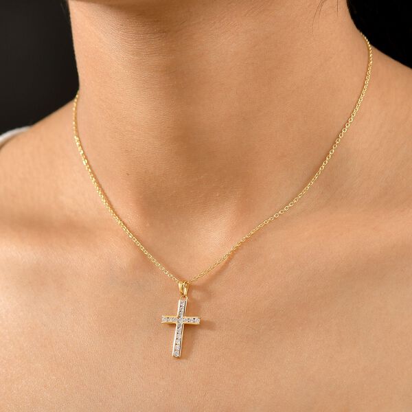 LUXURIANT SI-GH Labor Diamant Anh&auml;nger mit 45cm Kette, 925 Silber 750 Gelbgold Vermeil - 0,51 ct. image number 3