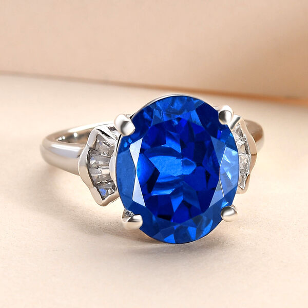 Ceylonfarbener Quarz und Zirkon-Ring, 925 Silber platiniert, 5,37 ct.&nbsp; image number 2