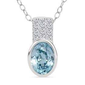 D'Joy AA Blauer Zirkon, Moissanit Schmuckset ca. 50 cm 925 Silber rhodiniert ca. 2,24 ct.