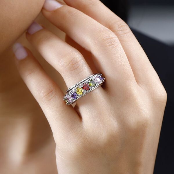 Mehrfarbiger Zirkonia Spinning-Ring - 7,65 ct. image number 9