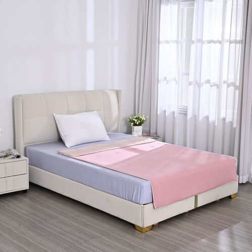 Serenity Night Wende-Kühlsteppdecke, Zwei-Ton, 135×200cm, Dunkelrosa und Beige image number 0