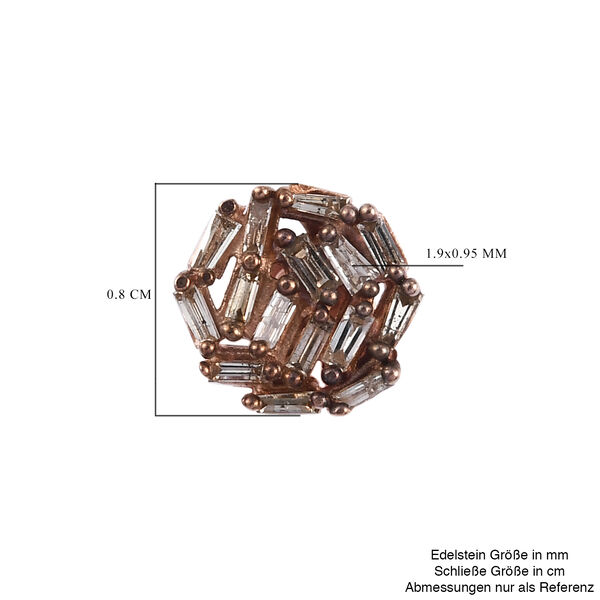 Champagner Diamant Cluster-Ohrstecker, 925 Silber Ros&eacute;gold Vermeil ca. 0,30 ct image number 5
