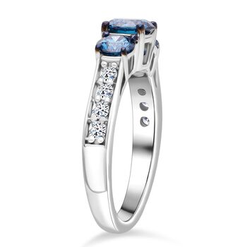 LUXURIANT DIAMOND - Lab Grown Blauer Diamant SI-GH SGL zertifiziert Ring 925 Silber rhodiniert (Gr&ouml;&szlig;e 19.00) ca. 1.50 ct