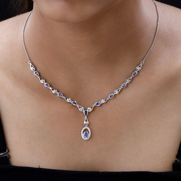 AAA Tansanit und Zirkon 45cm Halskette - 2,45 ct. image number 2