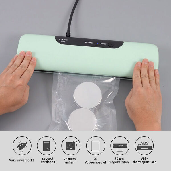 HOMESMART Vakuumverpackungsmaschine, inklusive 20 Beutel, Abmessung 37,5x18,5x8,5 cm, Grün image number 3
