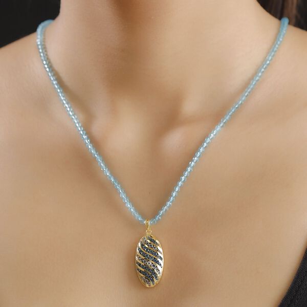 London Blau Topas, Apatit Schmuckset 925 Silber 750 Gelbgold Vermeil ca. 32.50 ct image number 3