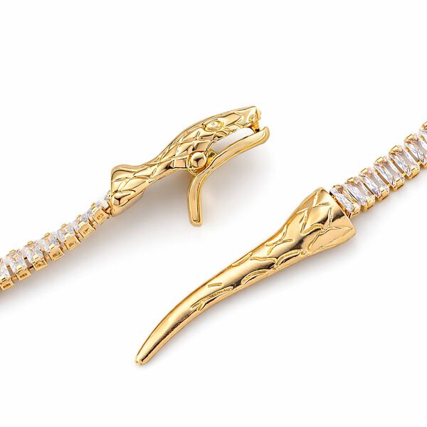 Verstellbare, wei&szlig;e Zirkonia Halskette in Goldton, 50-66cm image number 3