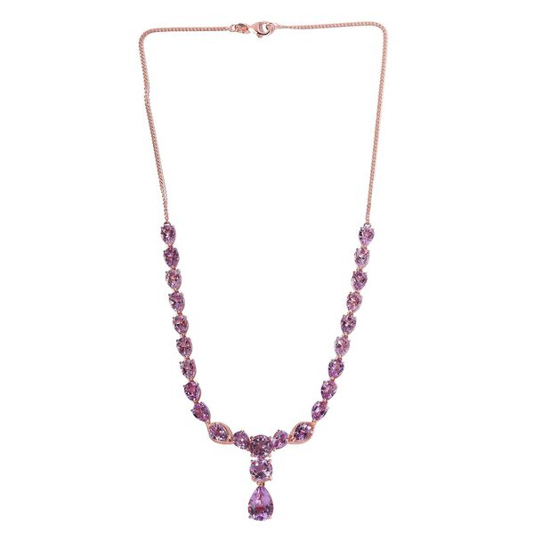 Rose de France Amethyst Collier, ca. 45 cm, 925 Silber ros&eacute;vergoldet ca. 30.70 ct image number 3
