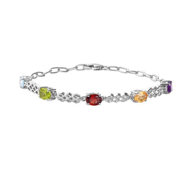 Mehrfarbiger Armband ca. 19 cm 925 Silber platiniert ca. 4.14 ct image number 0