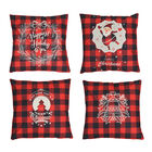 4er-Set bedruckter Kissenbezug, Größe 45x45 cm, Rot