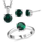 3er Set- Chromdiopsid Zirkonia Schmuckset  Edelstahl