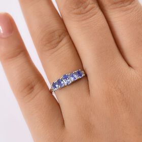 D’Joy Tansanit und Diamant Ring, 925 Silber platiniert - 0,90 ct.