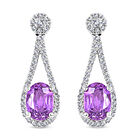 Iliana AAA Lila Saphir, Weißer Diamant Ohrringe 750 Gold ca. 2,10 ct.