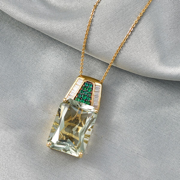 D'Joy Prasiolith, Verde Onyx und Moissanit Ring und Anh&auml;nger mit 50cm Kette image number 2