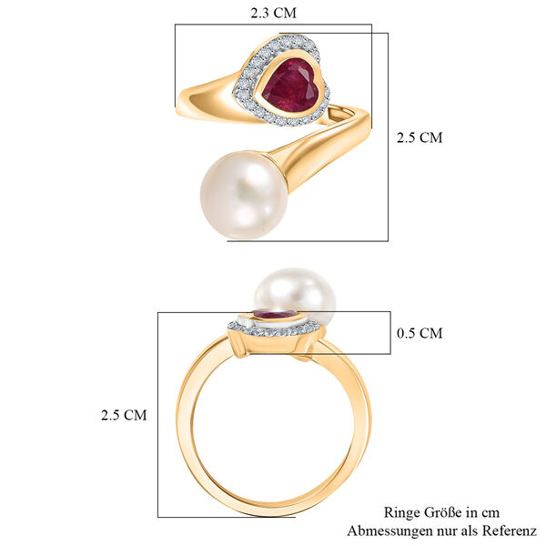 D'Joy S&uuml;&szlig;wasserperle, afrikanischer Rubin und Zirkon Ring image number 6