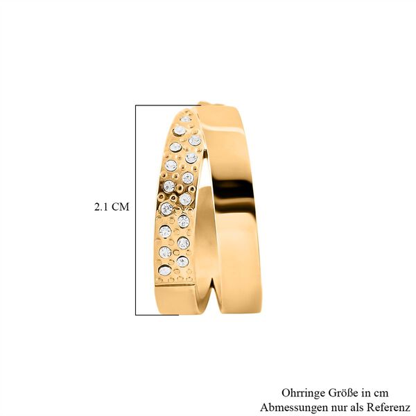 Weißer Zirkonia Ohrringe Reiner Edelstahl, goldfarben image number 6