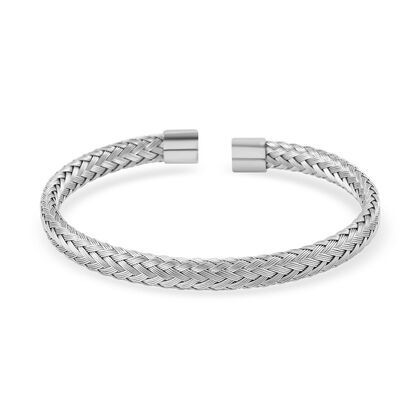 Gewebtes flexibles Armreif, ca. 15,00g, silberfarben