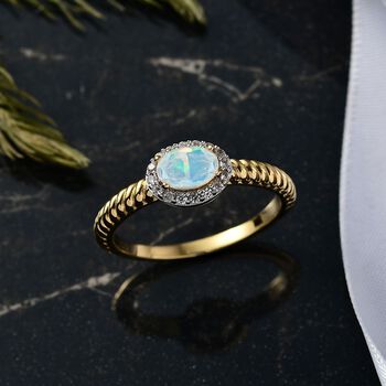 D'Joy AA nat&uuml;rlicher, &auml;thiopischer Welo Opal und Zirkon Ring - 0,67 ct.