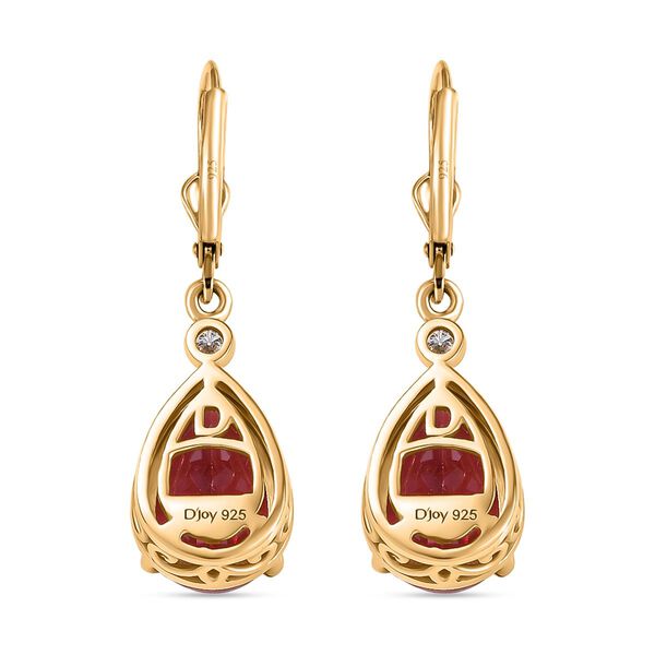 Royal Drops - D joy Synthetischer Padparadscha-Saphir, Moissanit Ohrringe 925 Silber 750 Gelbgold Vermeil ca. 8,20 ct. image number 5